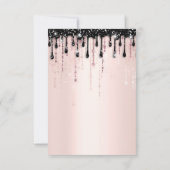 Vonken Glitter Zwarte Druppels Roze Bruiloftsshowe Kaart (Achterkant)