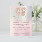 Vonken Glitters Druppels Roze Pastel Baby Shower V Kaart (Staand voorkant)