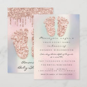 Vonken Glitters Druppels Roze Pastel Baby Shower V Kaart (Voorkant / Achterkant)
