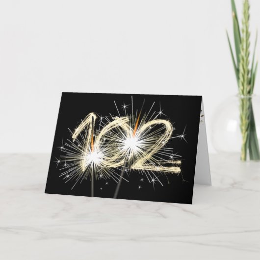 Vonken voor 102e verjaardag op zwart kaart (Voorkant)
