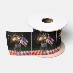 Vonkende sterren met Amerikaanse vlag Satijnen Lint