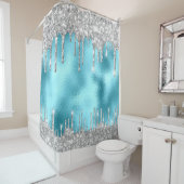 Vonkschijven Glitter-effect Zwart Zilver Roze Blau Douchegordijn (In situ)