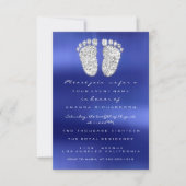 Vonkschijven Silver Royal Blue Baby shower Feet Kaart (Voorkant)
