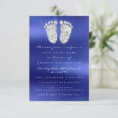 Vonkschijven Silver Royal Blue Baby shower Feet Kaart (Staand voorkant)