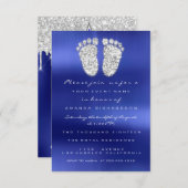 Vonkschijven Silver Royal Blue Baby shower Feet Kaart (Voorkant / Achterkant)