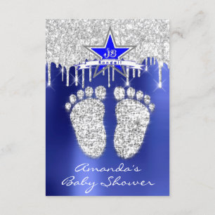 Vonkschijven Silver Royal Blue Baby shower Feet Kaart
