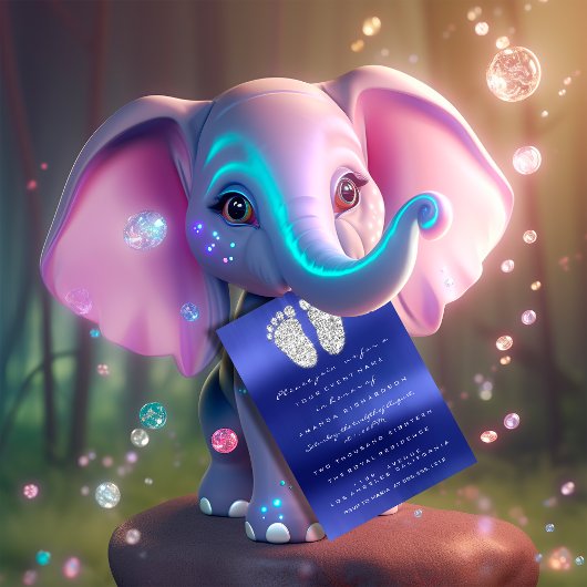 Vonkschijven Silver Royal Blue Baby shower Feet Kaart