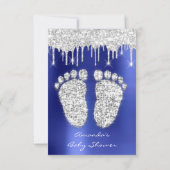 Vonkschijven Silver Royal Blue Baby shower Feet Kaart (Achterkant)