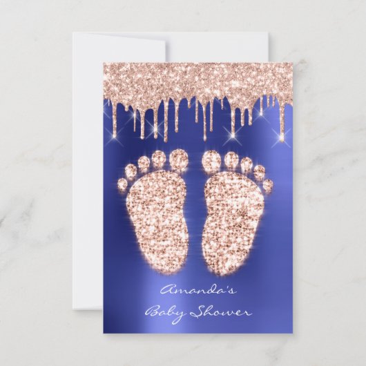 Vonkstations Roos Royal Blue Baby shower Feet Kaart (Achterkant)