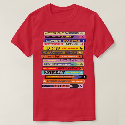 Vonnegut Book Stack T-shirt (Design voorkant)