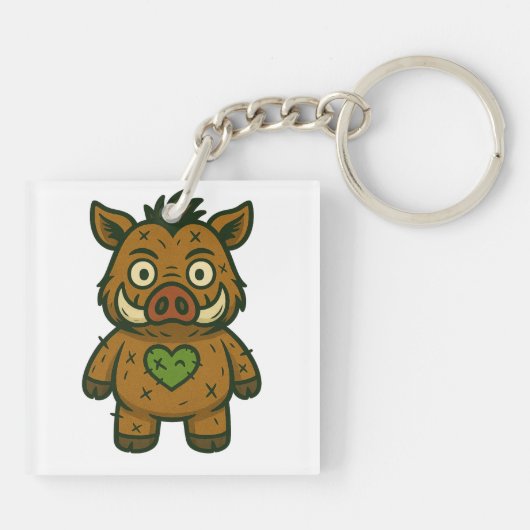 Voodoo Boar - Patchy Warrior Piglet Sleutelhanger (Achterkant)