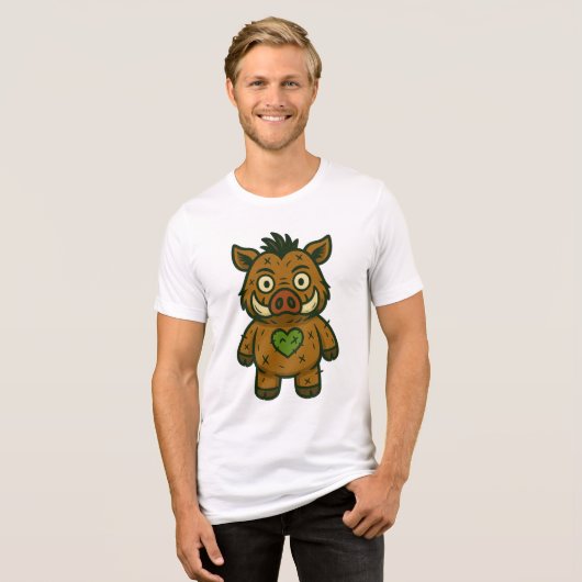 Voodoo Boar - Patchy Warrior Piglet Tri-Blend Shirt (Voorkant volledig)