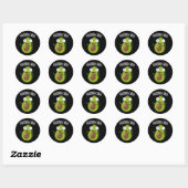 Voodoo-cado Funny Avocado Pun Dark BG Ronde Sticker (Vel)