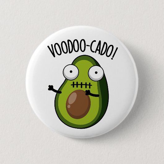 Voodoo-cado Funny Avocado Pun Ronde Button 5,7 Cm (Voorkant)