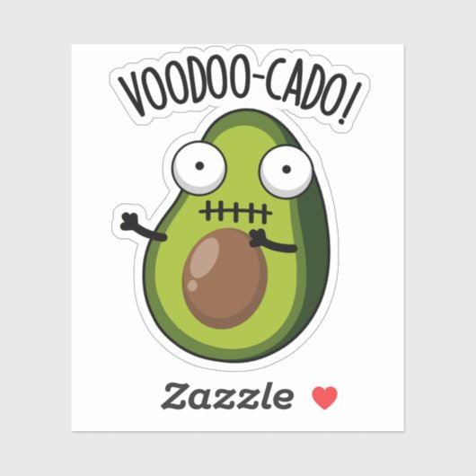 Voodoo-cado Funny Avocado Pun Sticker (Vel)
