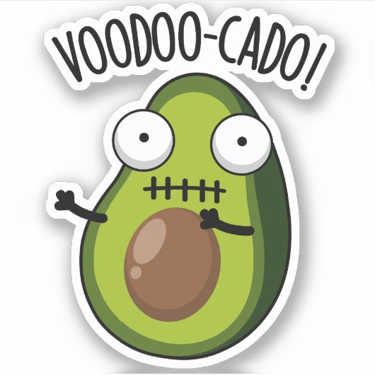Voodoo-cado Funny Avocado Pun Sticker (Voorkant)