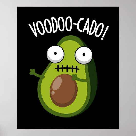 Voodoo-cado Grappige Avocado Woordgrap Dark BG Poster (Voorkant)