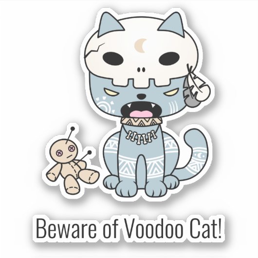 Voodoo Cat aangepaste tekst Sticker (Voorkant)