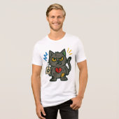 Voodoo Cat – Grumpy Charm Cartoon Design Tri-Blend Shirt (Voorkant volledig)