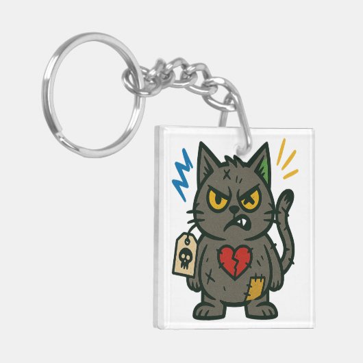 Voodoo Cat – Grumpy Charm Sleutelhanger (Voorkant Links)