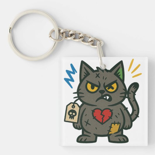 Voodoo Cat – Grumpy Charm Sleutelhanger (Voorkant)