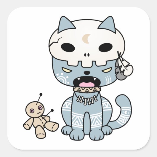 Voodoo Cat Vierkante Sticker (Voorkant)
