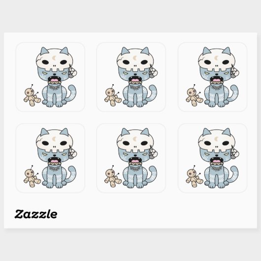 Voodoo Cat Vierkante Sticker (Vel)
