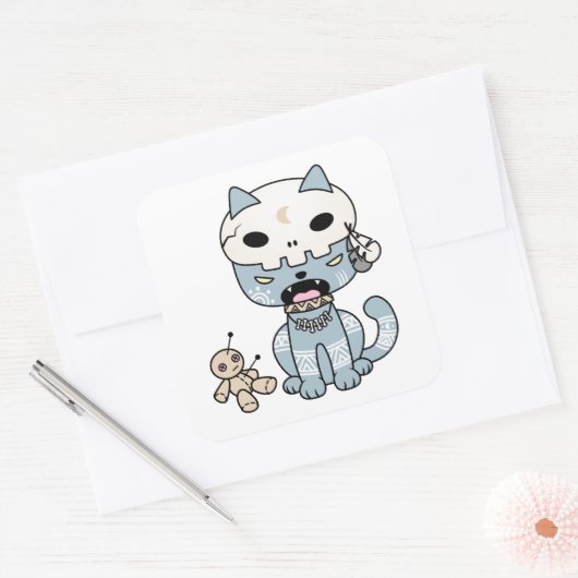 Voodoo Cat Vierkante Sticker (Envelop)