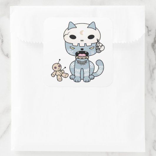 Voodoo Cat Vierkante Sticker (Tas)