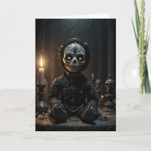 Voodoo Doll Candles Skulls Halloween Kaart