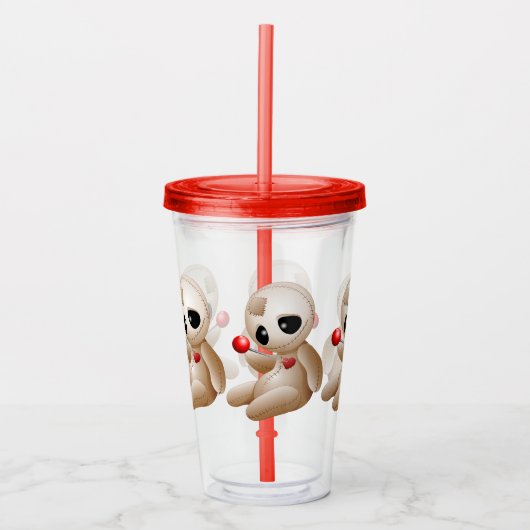 Voodoo Doll Cartoon in Love Acryl Drinkbeker (Voorkant)