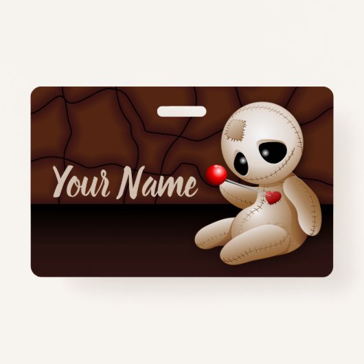 Voodoo Doll Cartoon in Love Badge (Voorkant)