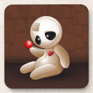 Voodoo Doll Cartoon in Love Bier Onderzetter