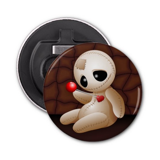 Voodoo Doll Cartoon in Love Button Flesopener (Voorkant)