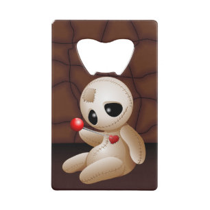 Voodoo Doll Cartoon in Love Creditkaart Flessenopener