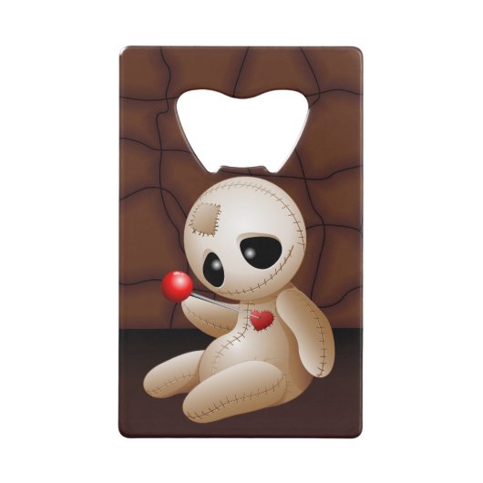 Voodoo Doll Cartoon in Love Creditkaart Flessenopener (Voorkant)