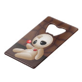 Voodoo Doll Cartoon in Love Creditkaart Flessenopener (Voorkant Gekanteld)