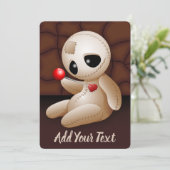 Voodoo Doll Cartoon in Love Feestdagenkaart (Staand voorkant)