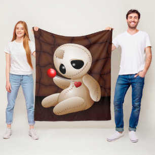 Voodoo Doll Cartoon in Love Fleece Deken