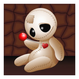 Voodoo Doll Cartoon in Love Foto Afdruk