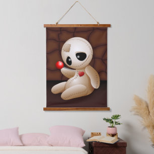 Voodoo Doll Cartoon in Love Hangend Wandkleed