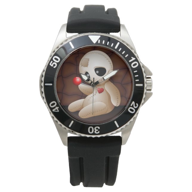 Voodoo Doll Cartoon in Love Horloge (Voorkant)