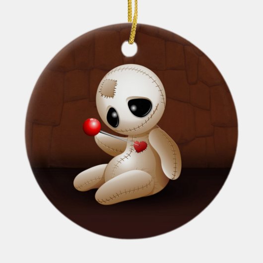 Voodoo Doll Cartoon in Love Keramisch Ornament (Voorkant)