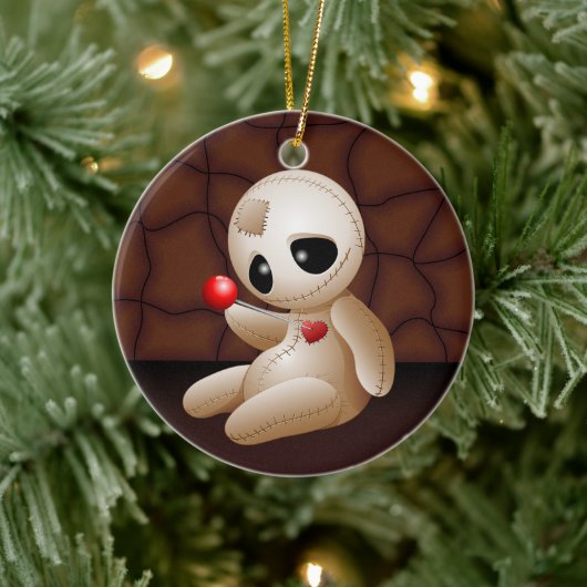 Voodoo Doll Cartoon in Love Keramisch Ornament (Boom)