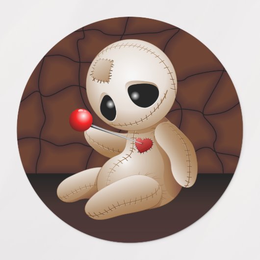 Voodoo Doll Cartoon in Love Labels (Design 1)