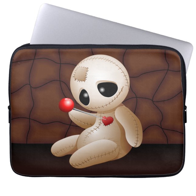 Voodoo Doll Cartoon in Love Laptop Sleeve (Voorkant)