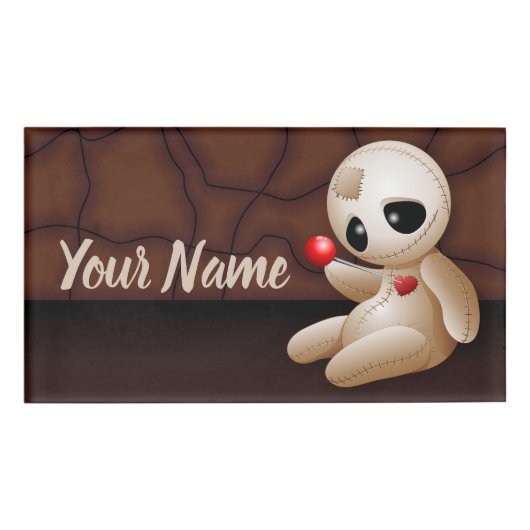Voodoo Doll Cartoon in Love Naambadge (Voorkant)
