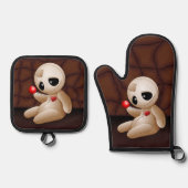 Voodoo Doll Cartoon in Love Ovenwant & Pannenlap Set (Voorkant)