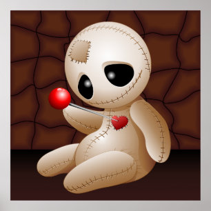 Voodoo Doll Cartoon in Love Poster
