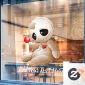 Voodoo Doll Cartoon in Love Raamsticker (Cafe Raam)
